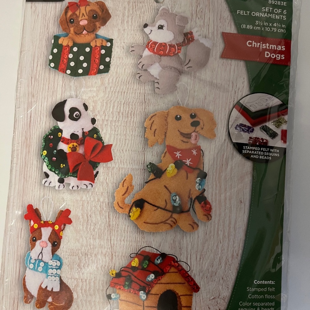 Bucilla Christmas Dog ornament kit